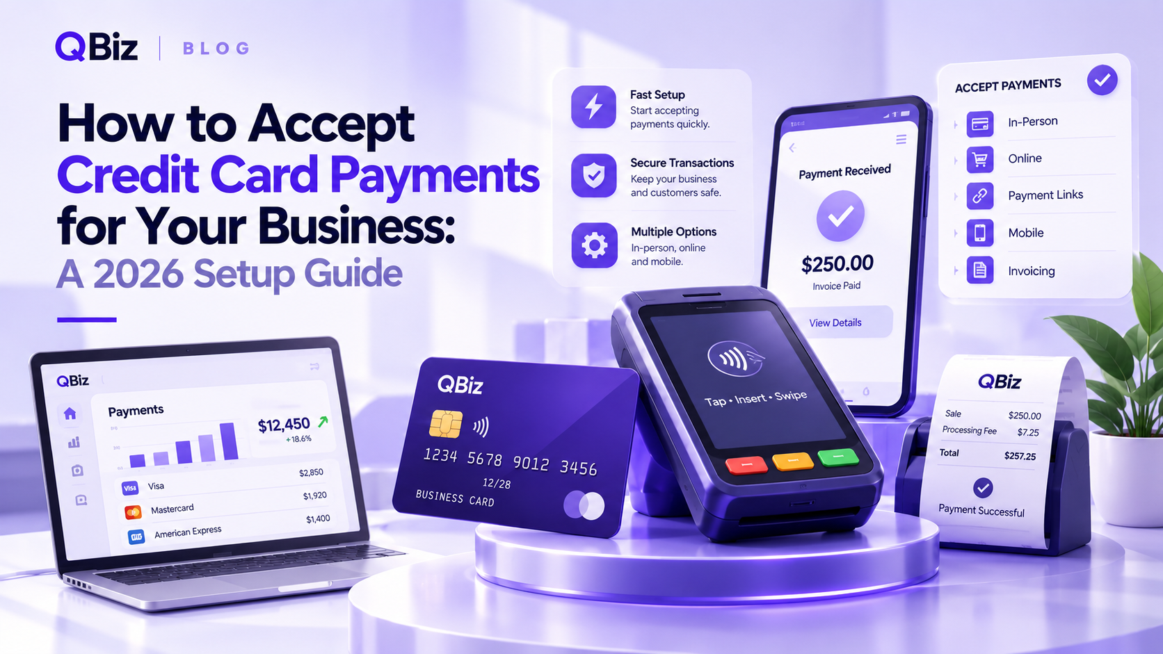 Customer tapping a credit card on a terminal at a small business counter